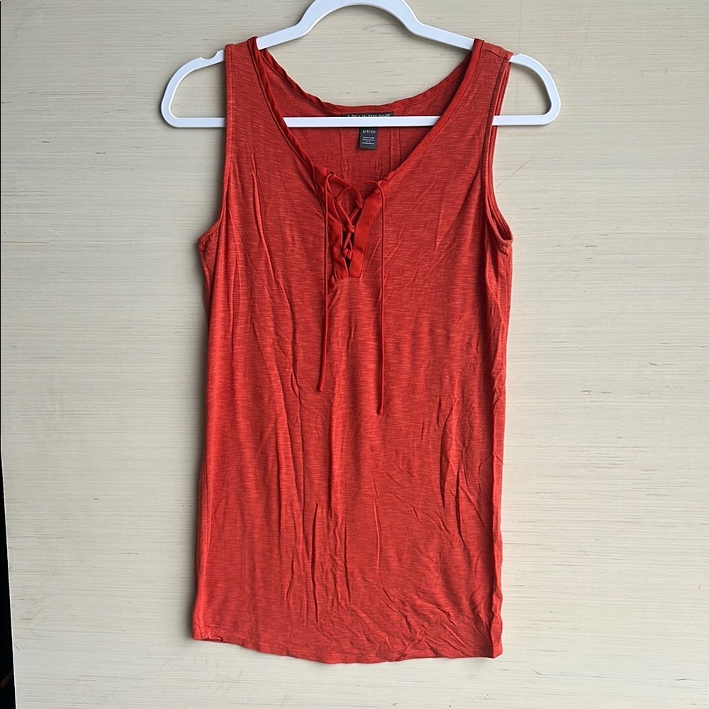A Pea in the Pod Orange Tie Front Maternity Tank Top Size Small
